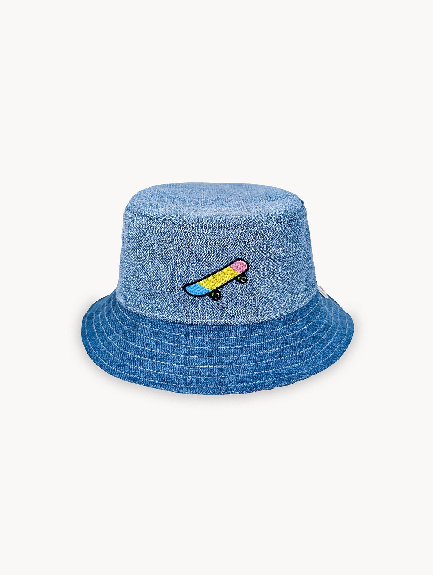 Chapeau bob réversible en denim EyeLoveLu – Style skate recyclé