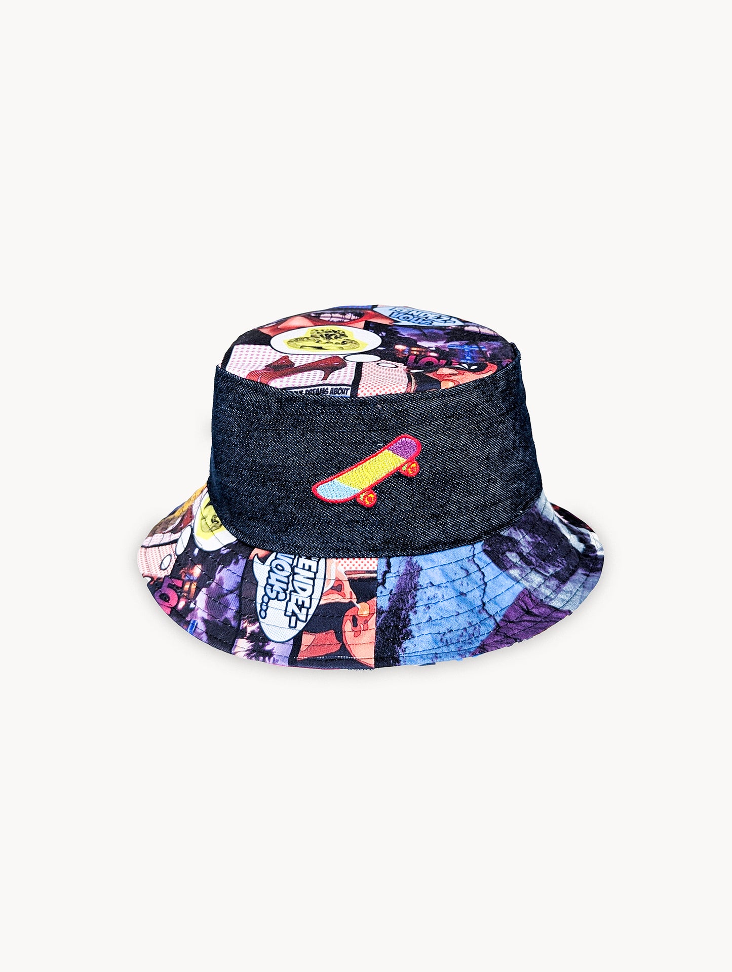 Chapeau bob réversible en denim EyeLoveLu – Style skate recyclé