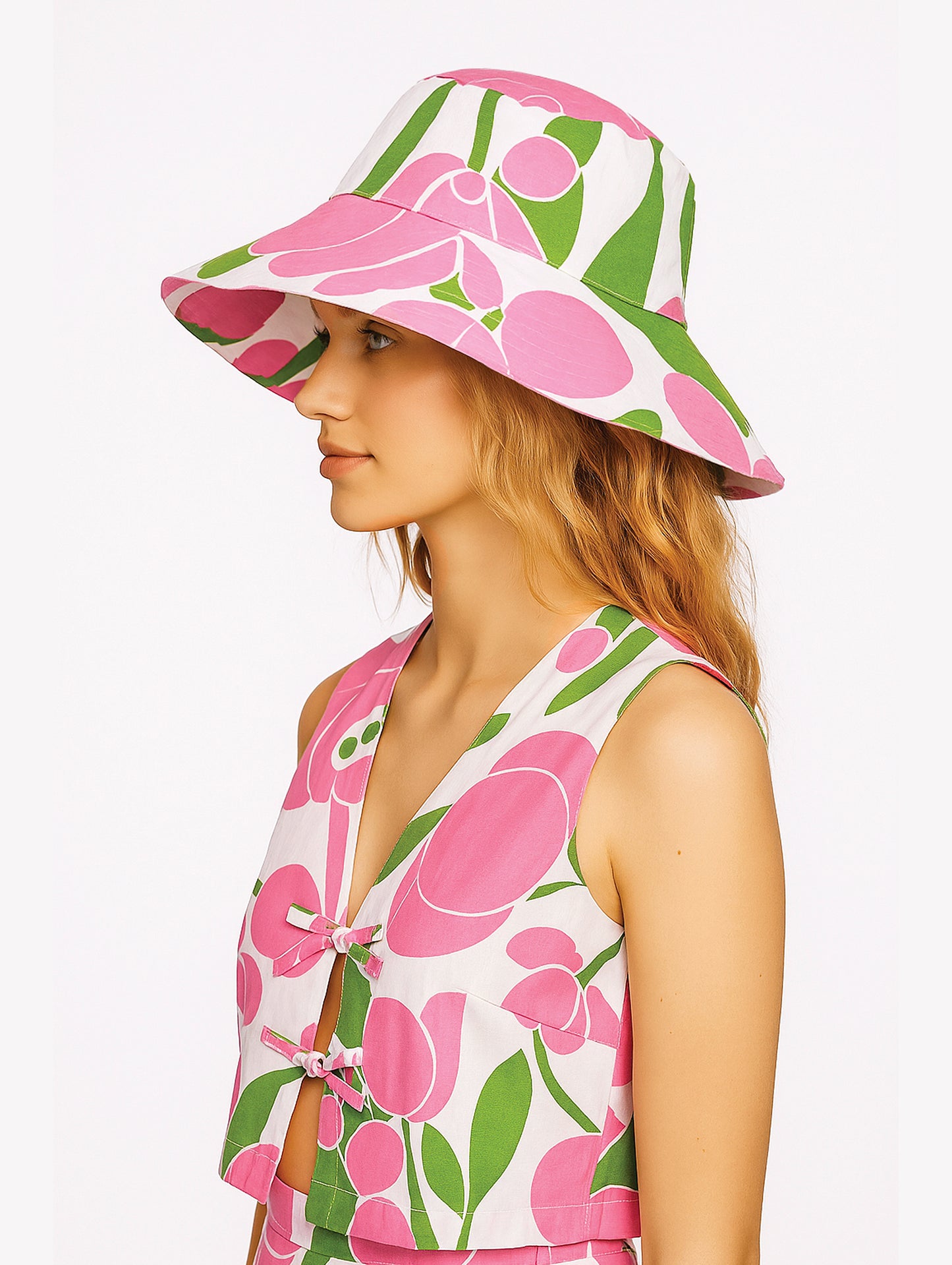 Chapeau de soleil réversible à fleurs EyeLoveLu années 70 – Fait main à partir de nappe recyclée