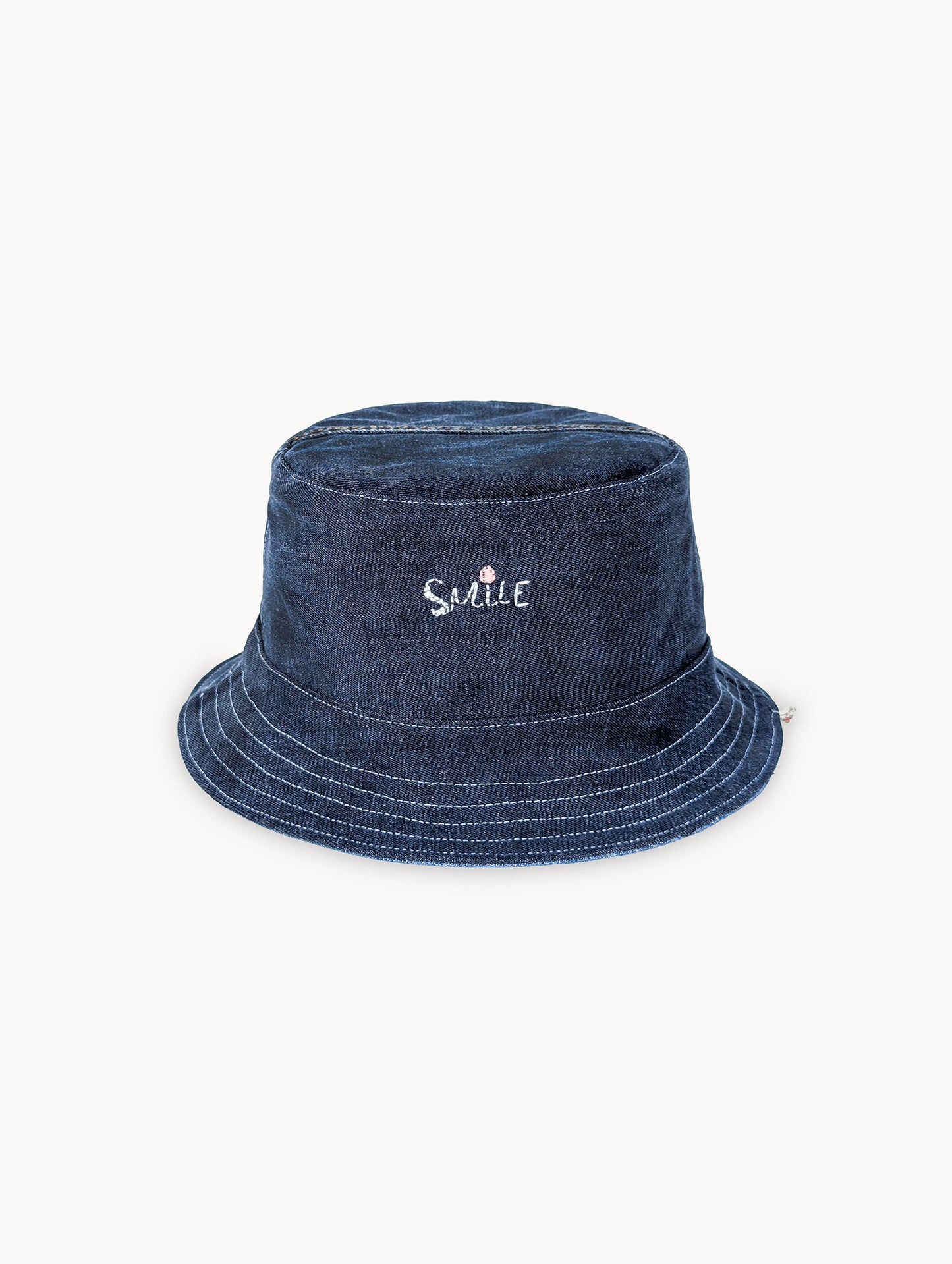 Chapeau bob réversible EyeLoveLu Smiley Face – Broderie main, denim recyclé