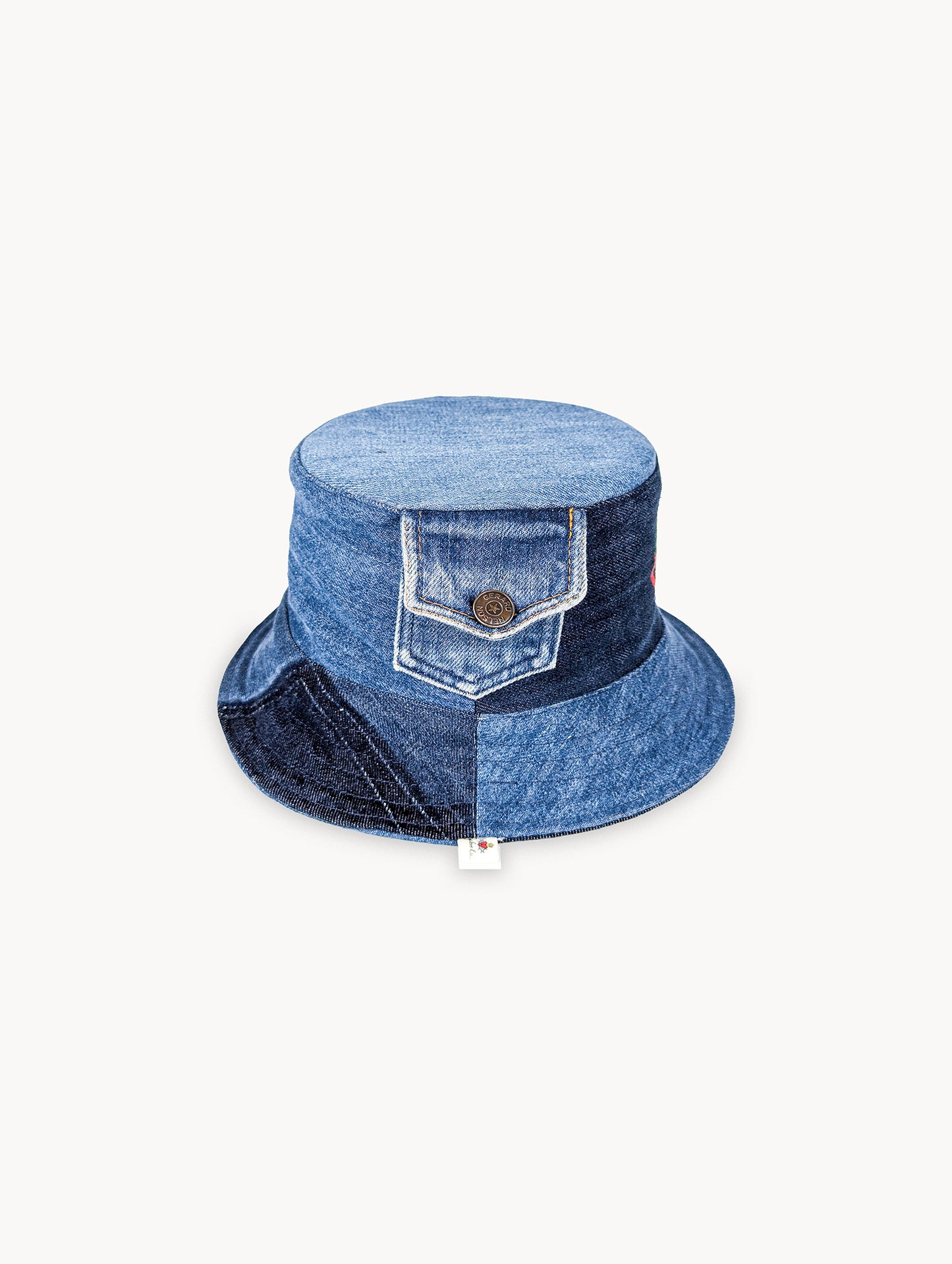 Chapeau bob réversible EyeLoveLu Smiley Face – Broderie main, denim recyclé
