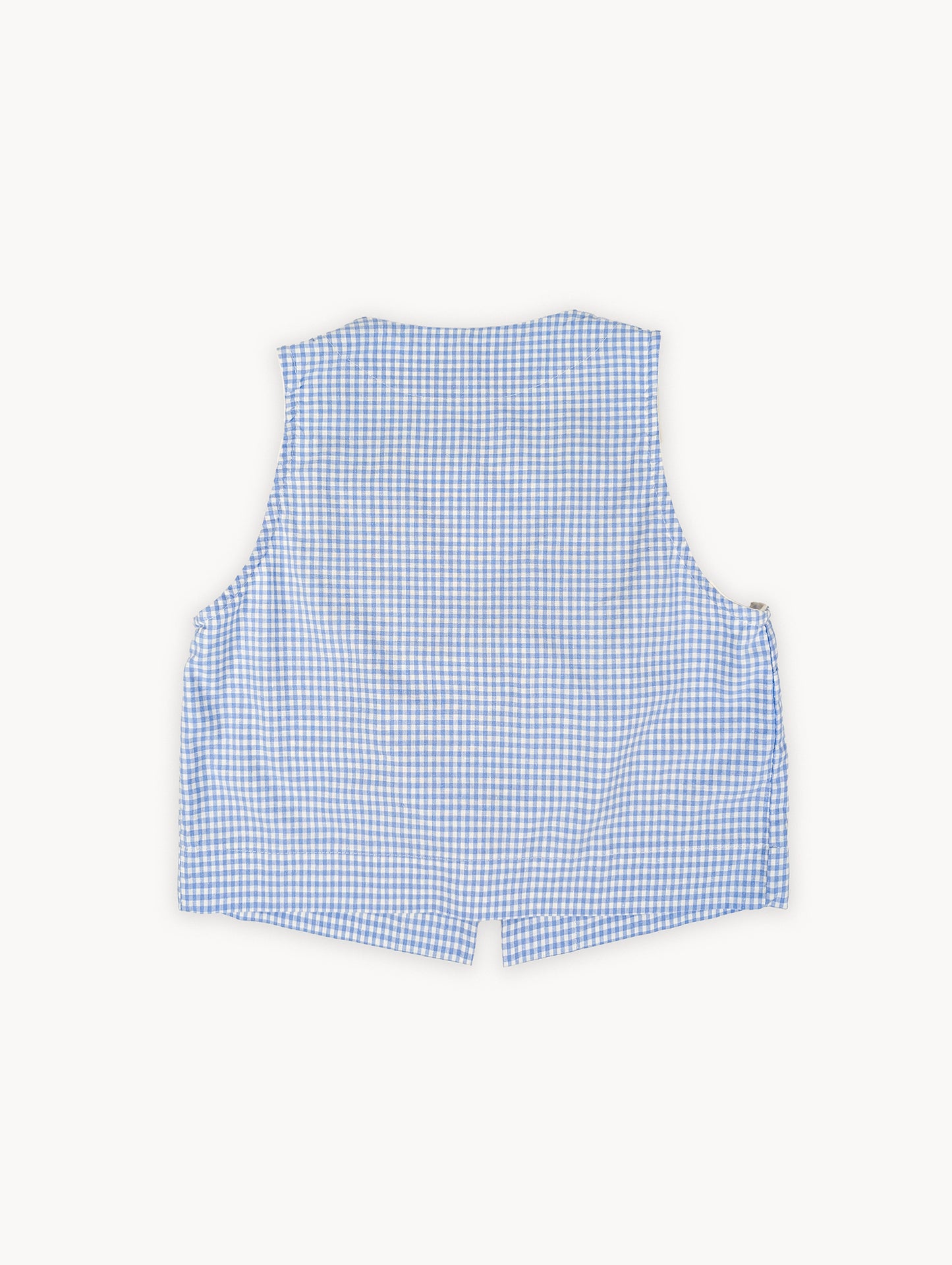Ensemble vichy bleu fait main – Bob et gilet noué sur le devant | Original pré-EyeLoveLu recyclé