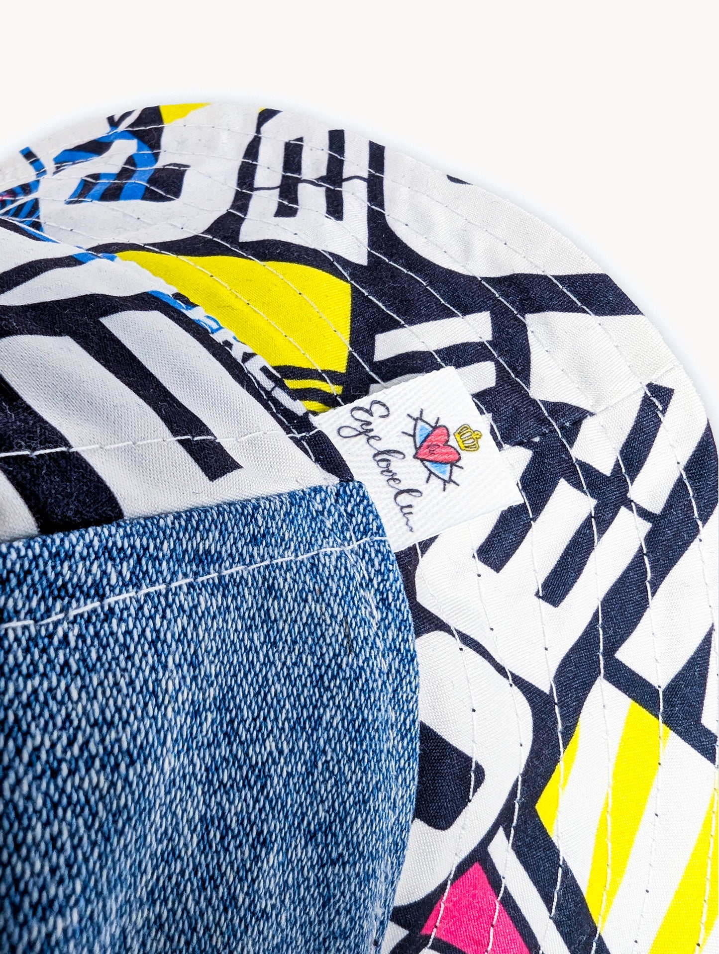 Chapeau bob réversible en denim EyeLoveLu – Style skate recyclé