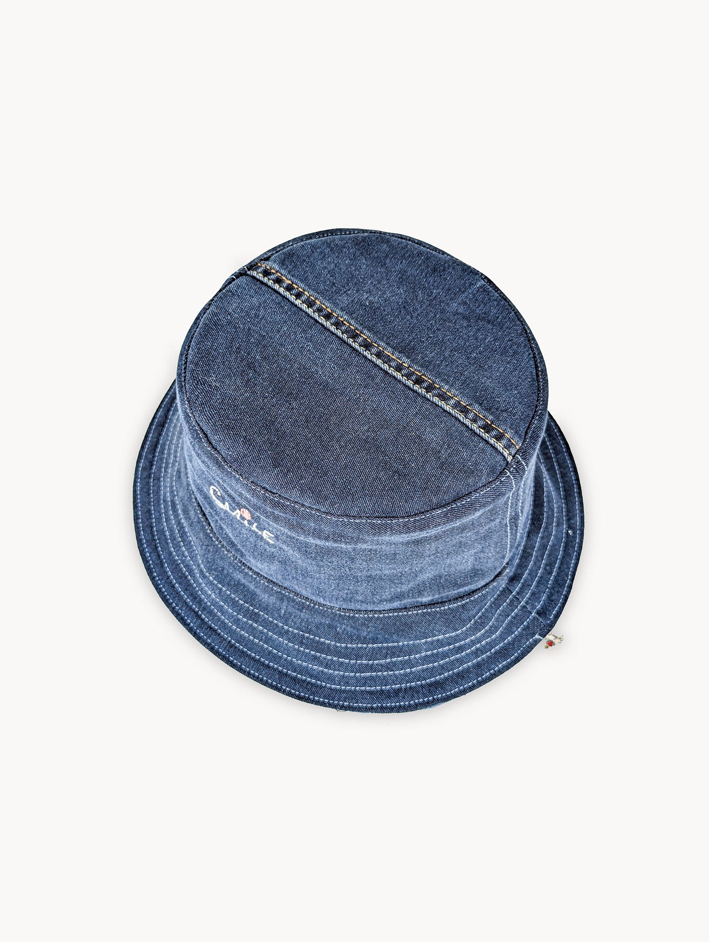 Chapeau bob réversible EyeLoveLu Smiley Face – Broderie main, denim recyclé