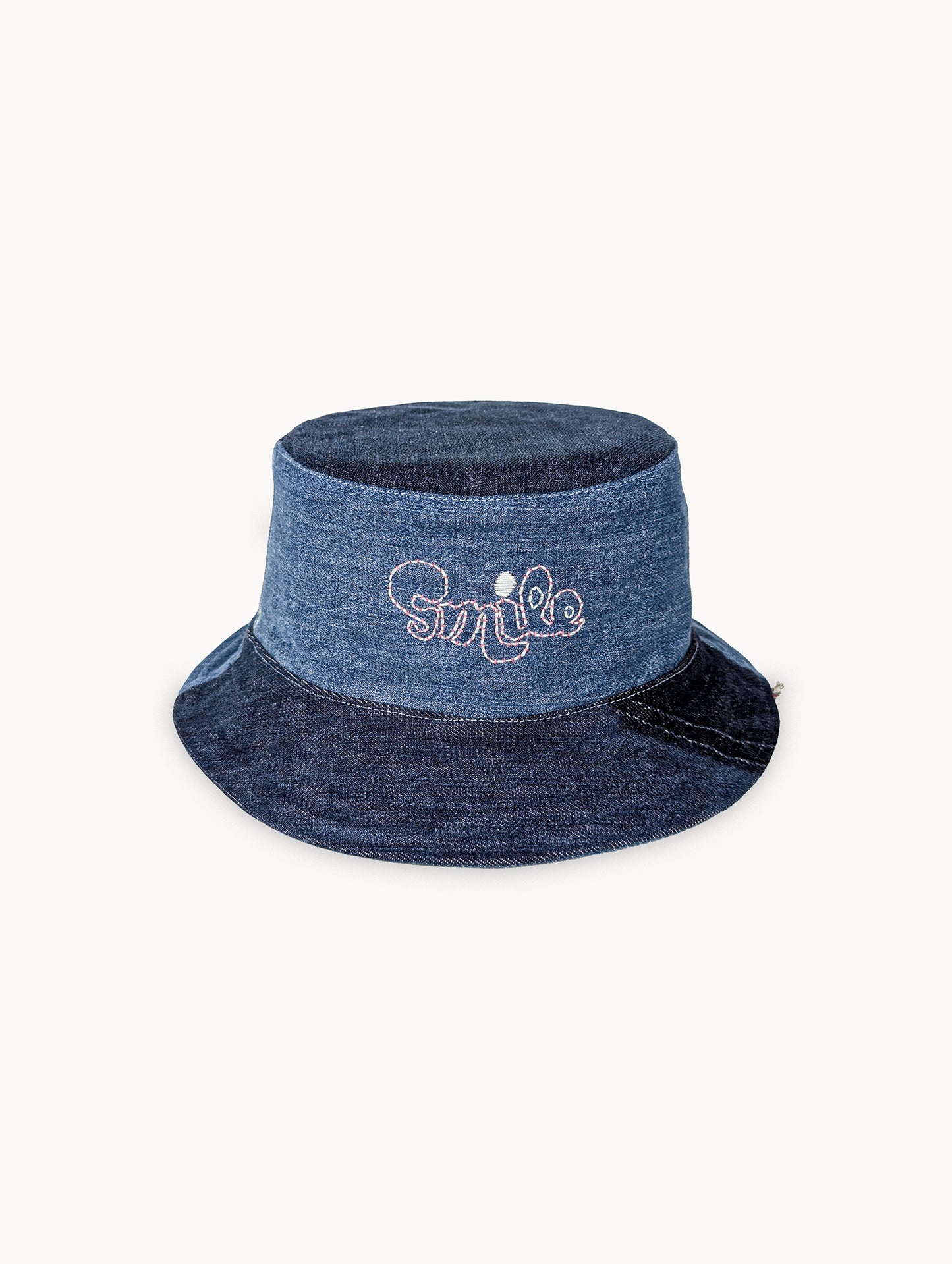 Chapeau bob réversible EyeLoveLu Smiley Face – Broderie main, denim recyclé