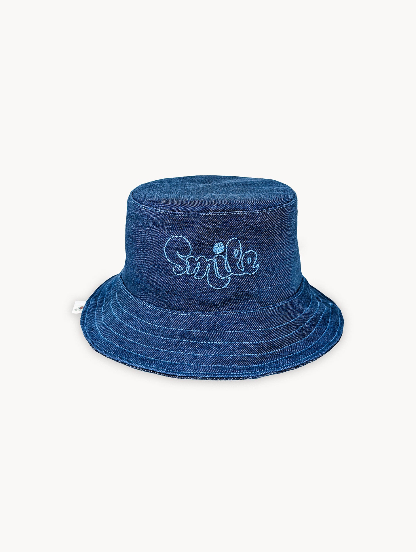 Chapeau bob réversible EyeLoveLu Smiley Face – Broderie main, denim recyclé