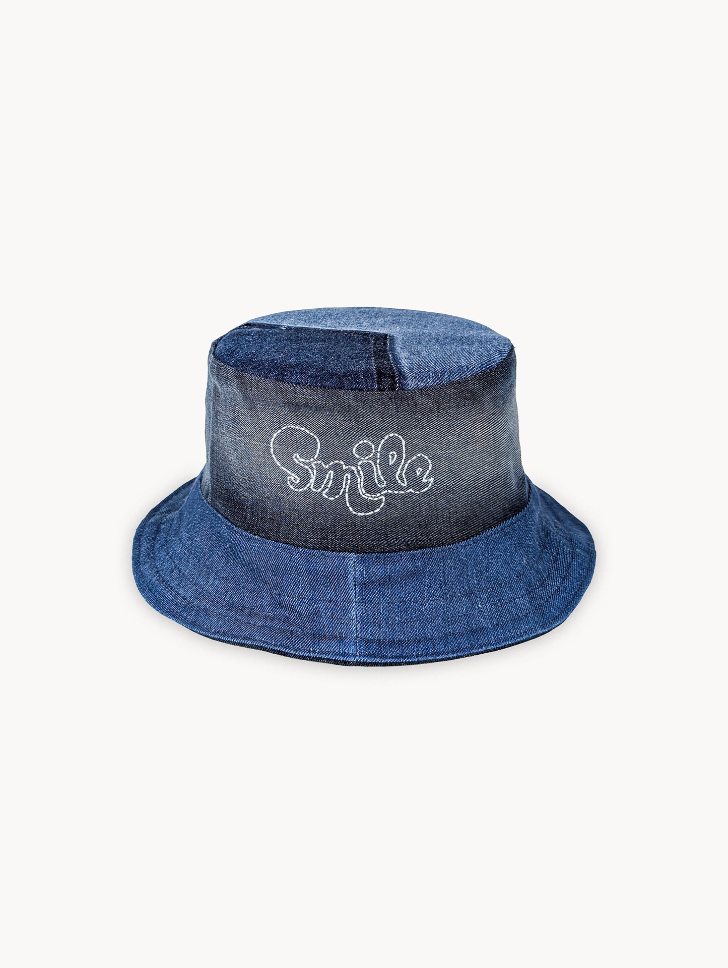 Chapeau bob réversible EyeLoveLu Smiley Face – Broderie main, denim recyclé