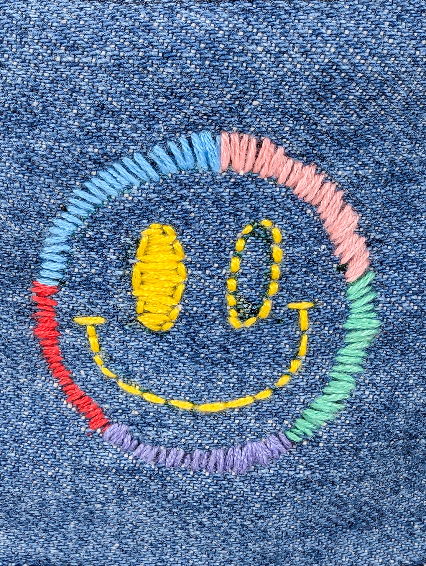 Chapeau bob réversible EyeLoveLu Smiley Face – Broderie main, denim recyclé