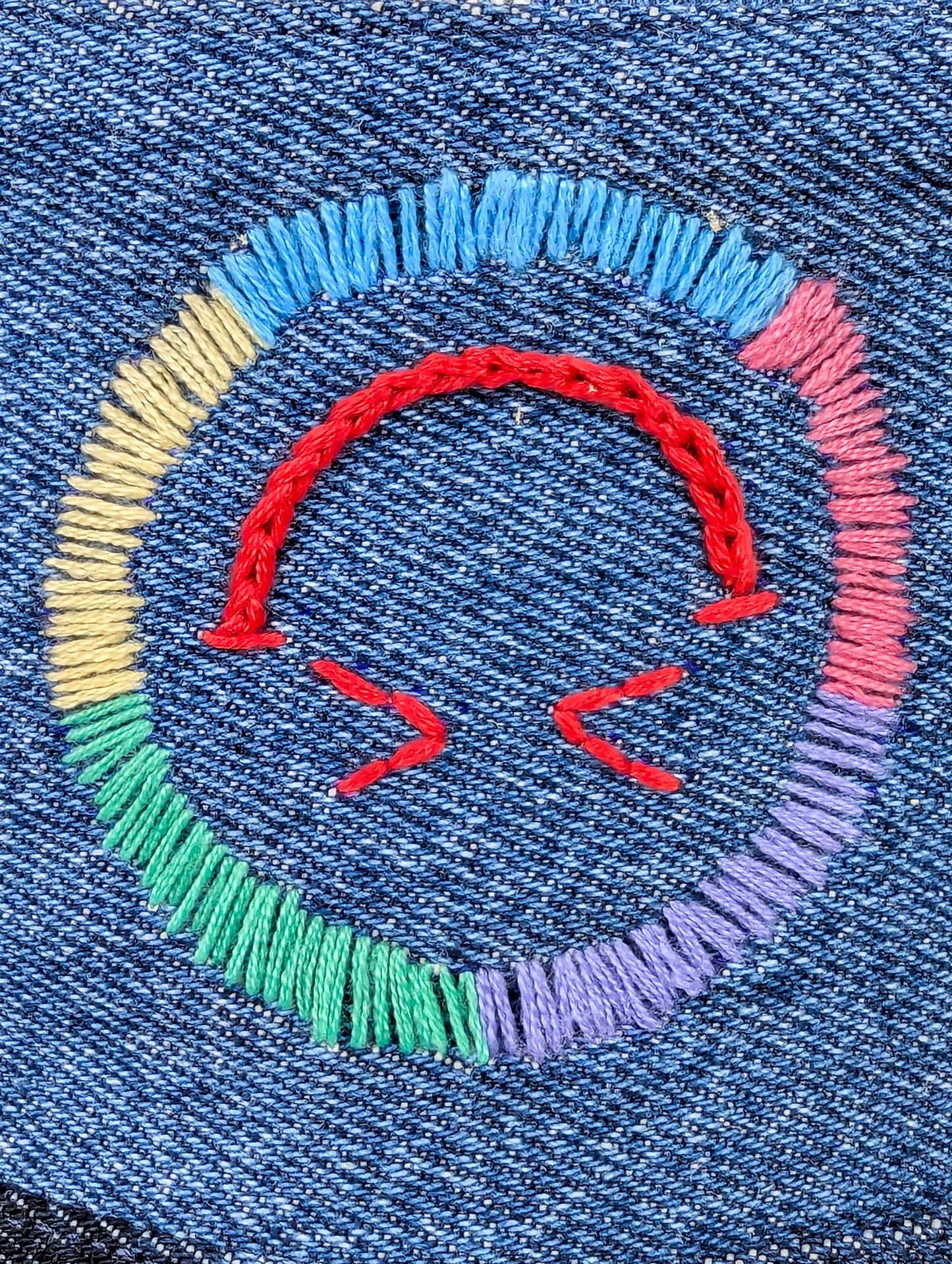 Chapeau bob réversible EyeLoveLu Smiley Face – Broderie main, denim recyclé