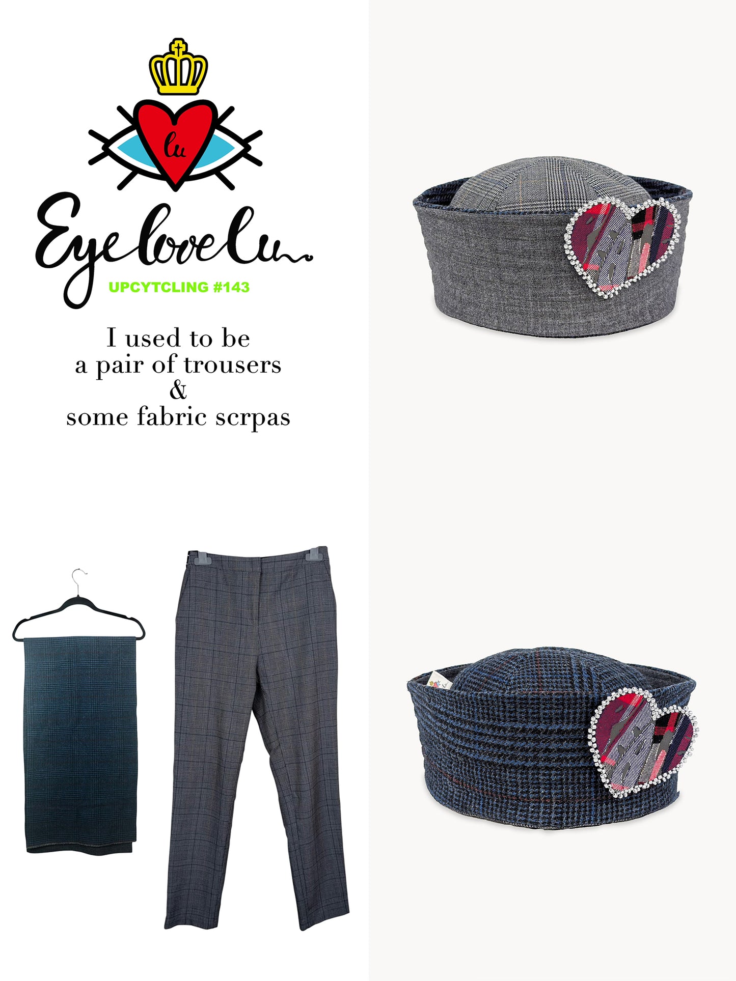 EyeLoveLu Reversible Sailor Hat – Handmade from Upcycled Trousers & Fabric Scrap