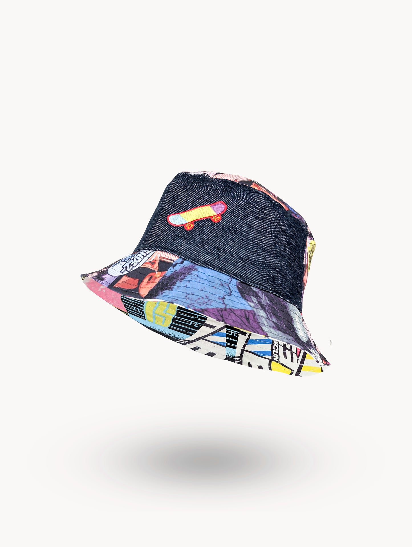 Chapeau bob réversible en denim EyeLoveLu – Style skate recyclé