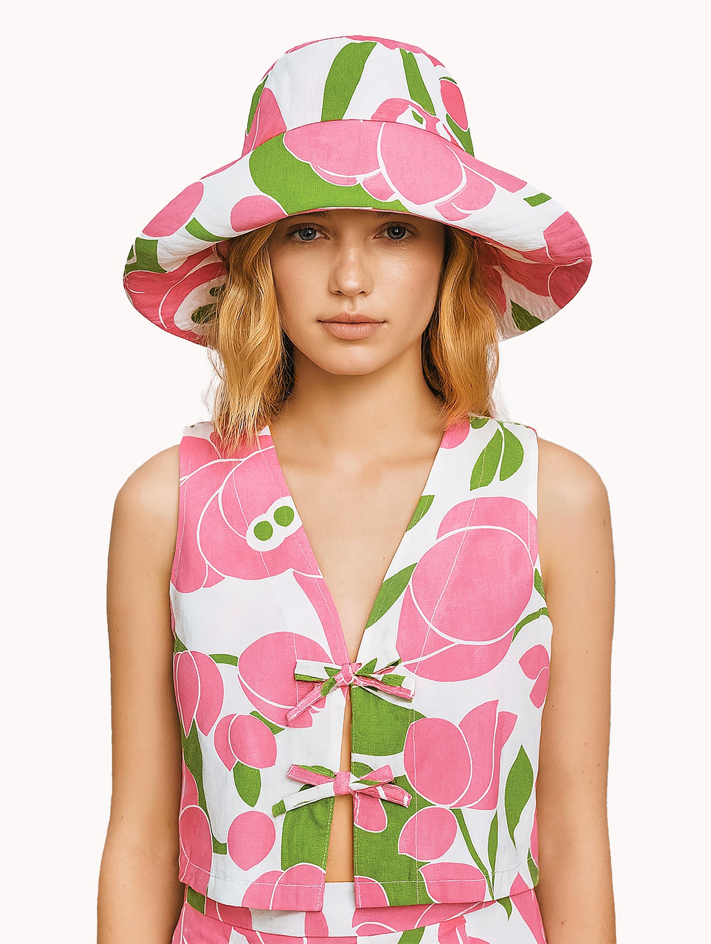 Chapeau de soleil réversible à fleurs EyeLoveLu années 70 – Fait main à partir de nappe recyclée