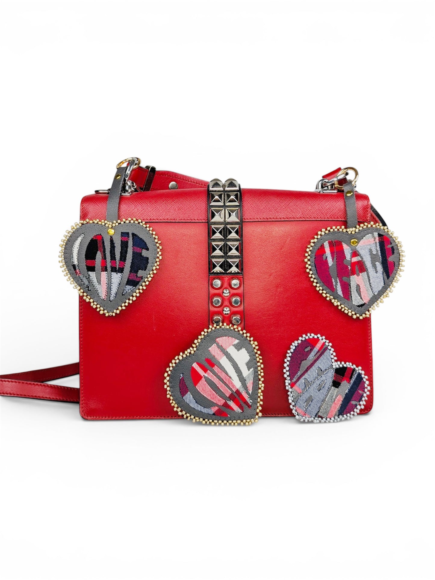 EyeLoveLu Hand-Beaded "LOVE" Keychain Bag Charm - Upcycled Shirt & Fabric Scraps