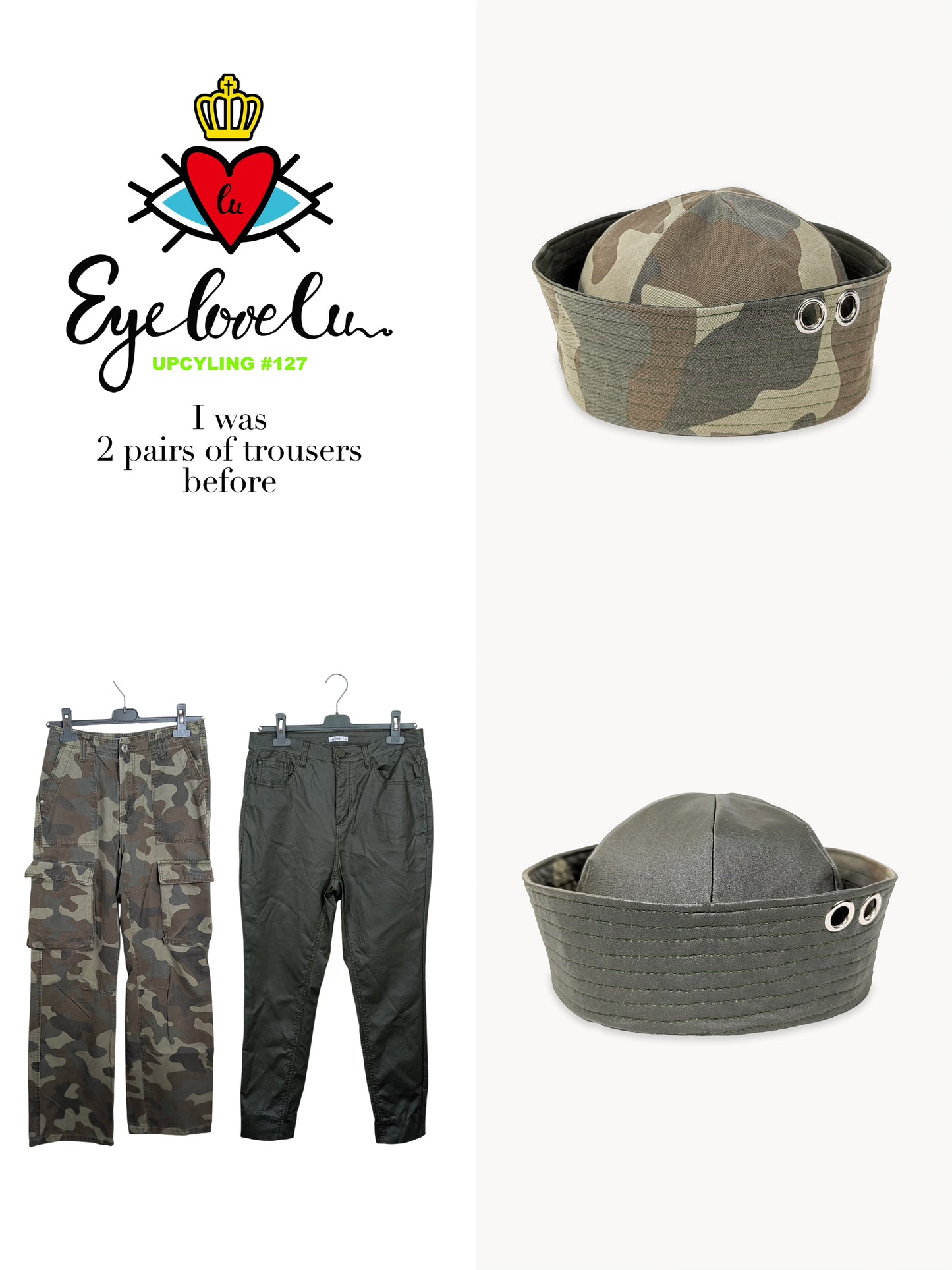 Reversible Sailor Hat – Handmade from Upcycled Trousers | EyeLoveLu