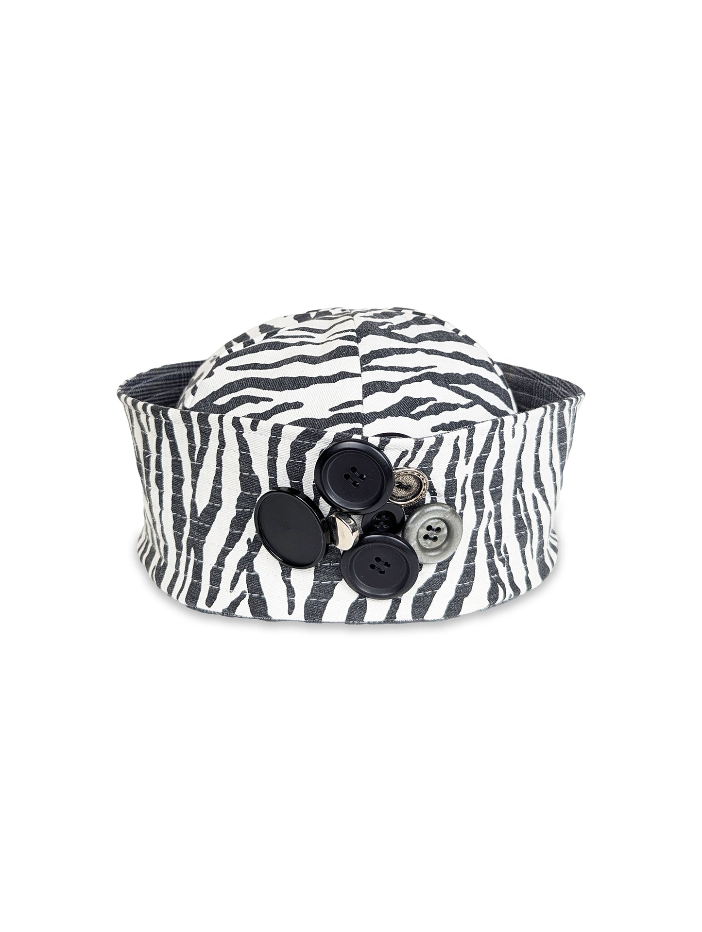 Reversible Sailor Hat - Upcycled Zebra Trousers & Checked Trousers | EyeLoveLu