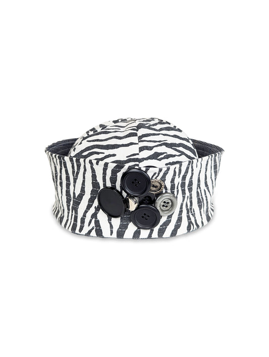 Reversible Sailor Hat - Upcycled Zebra Trousers & Checked Trousers | EyeLoveLu