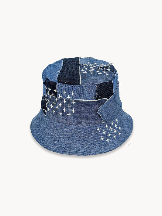 EyeLoveLu Reversible Bucket Hat -  Handmade From Upcycled Dress & Denim Scraps