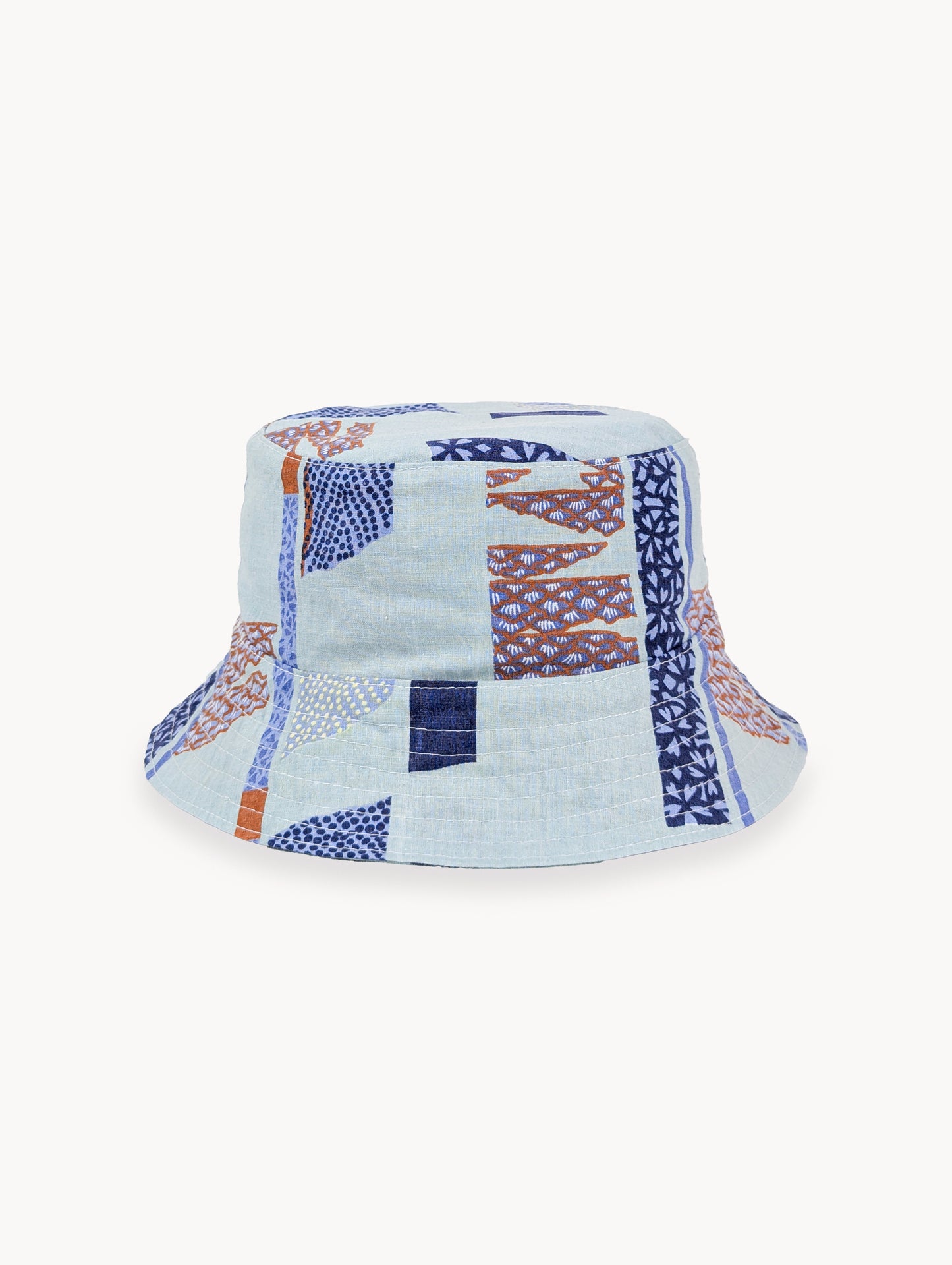 Pre-EyeLoveLu Abstract Geometric Print Reversible Bucket Hat – Handmade from Upcycled Vintage Cotton Sheet