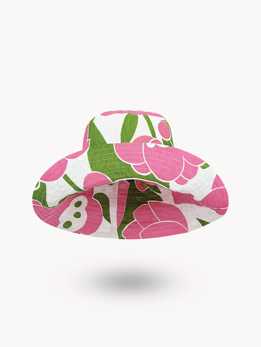 Chapeau de soleil réversible à fleurs EyeLoveLu années 70 – Fait main à partir de nappe recyclée
