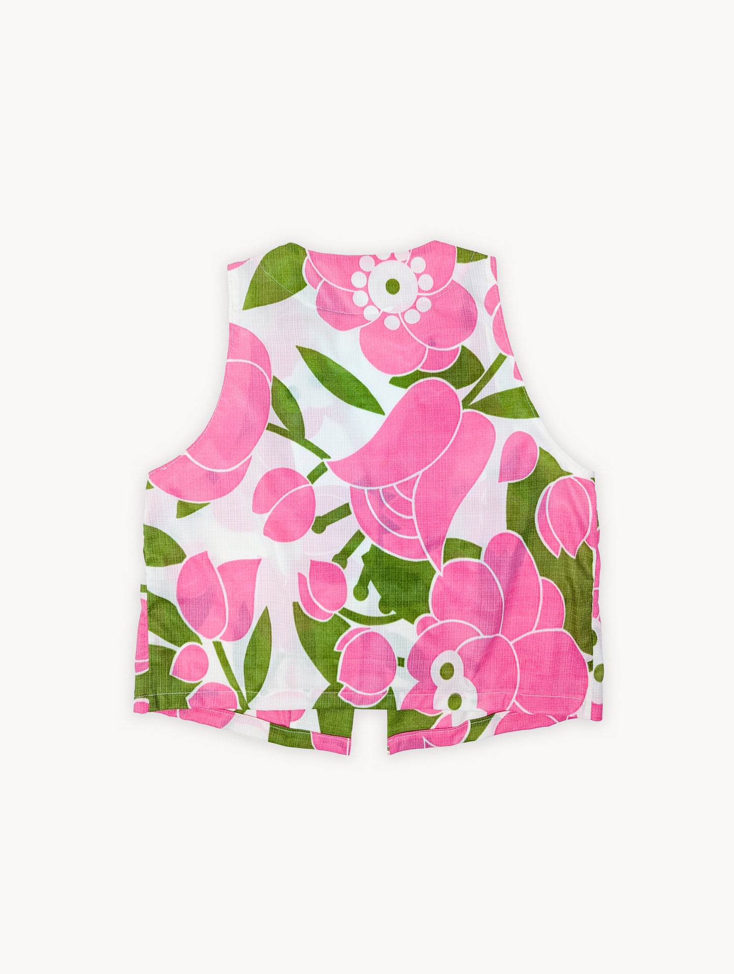 Débardeur court à nouer sur le devant, motif floral, style années 70, EyeLoveLu – Fabriqué à la main à partir de nappe recyclée