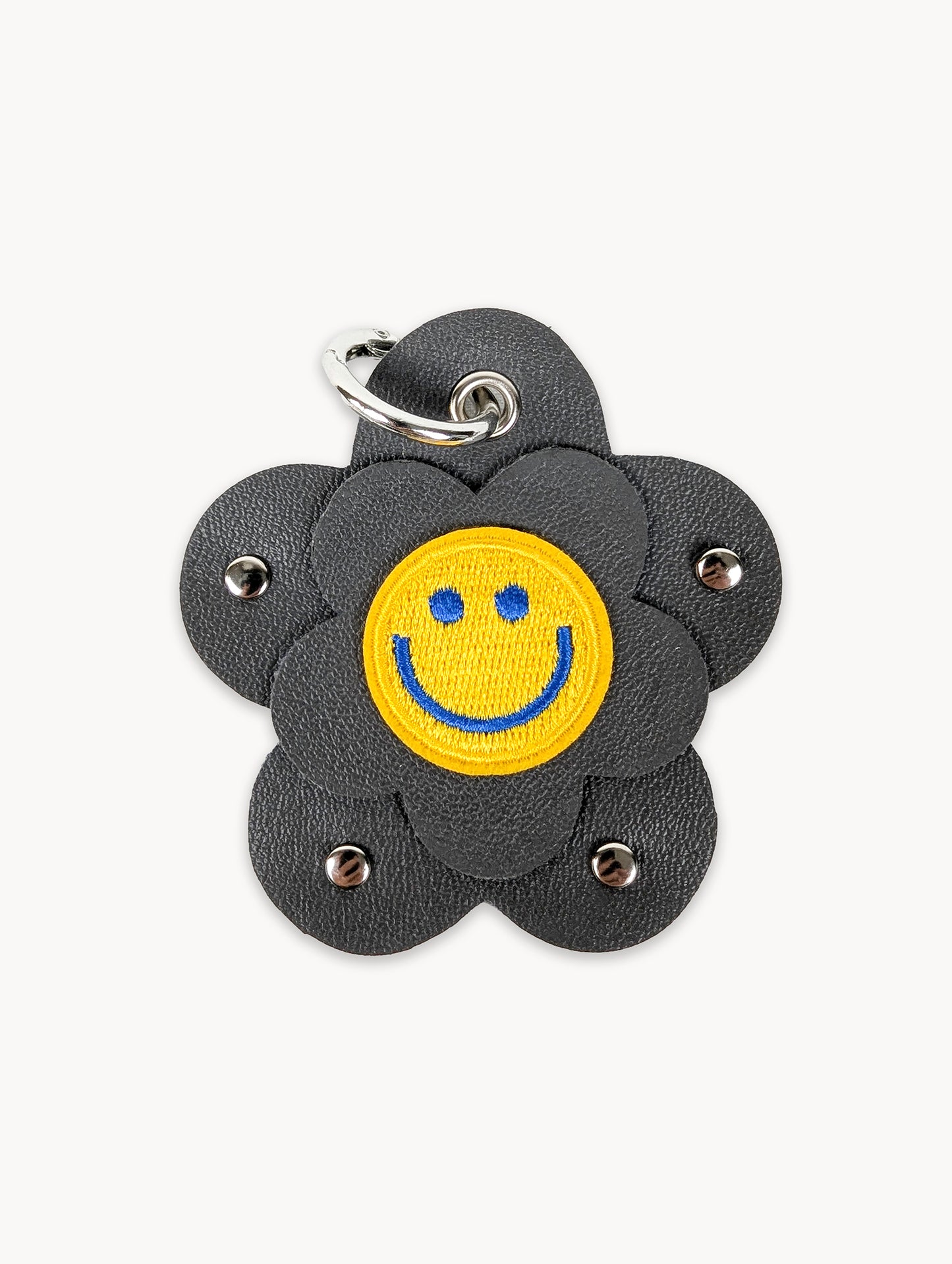 EyeLoveLu Handmade Smiley Flower Bag Charm / Key Ring - Upcycled Fabric