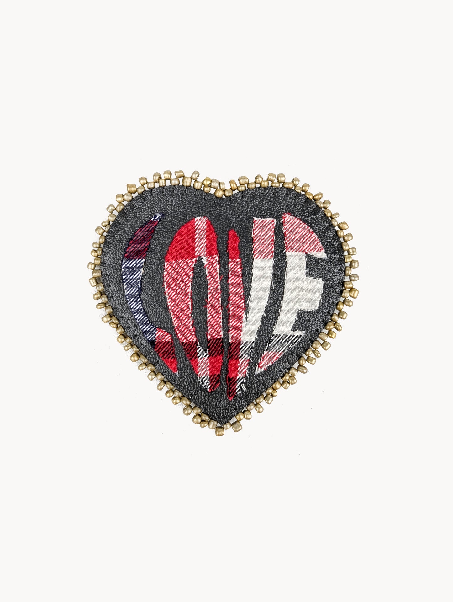 EyeLoveLu Hand-Beaded "LOVE" Pin - Upcycled Fabric