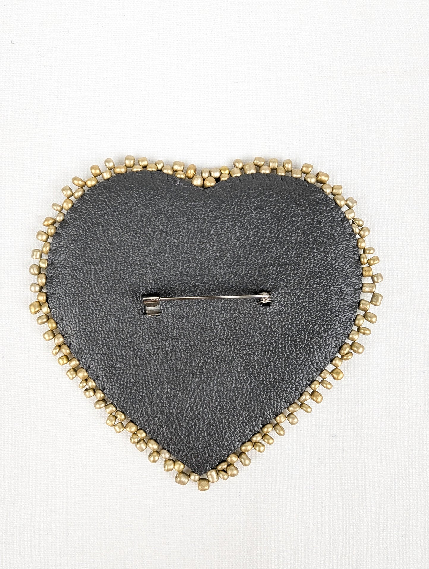 EyeLoveLu Hand-Beaded "LOVE" Pin - Upcycled Fabric