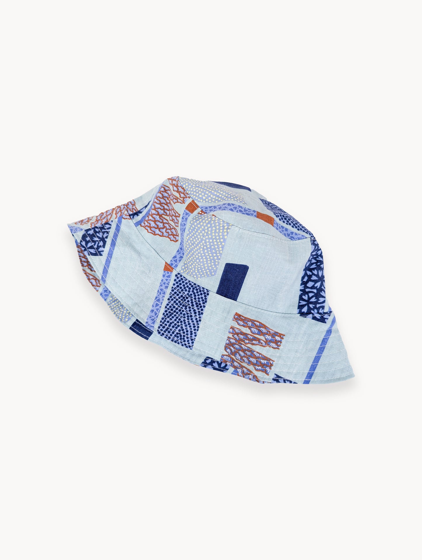 Pre-EyeLoveLu Abstract Geometric Print Reversible Bucket Hat – Handmade from Upcycled Vintage Cotton Sheet