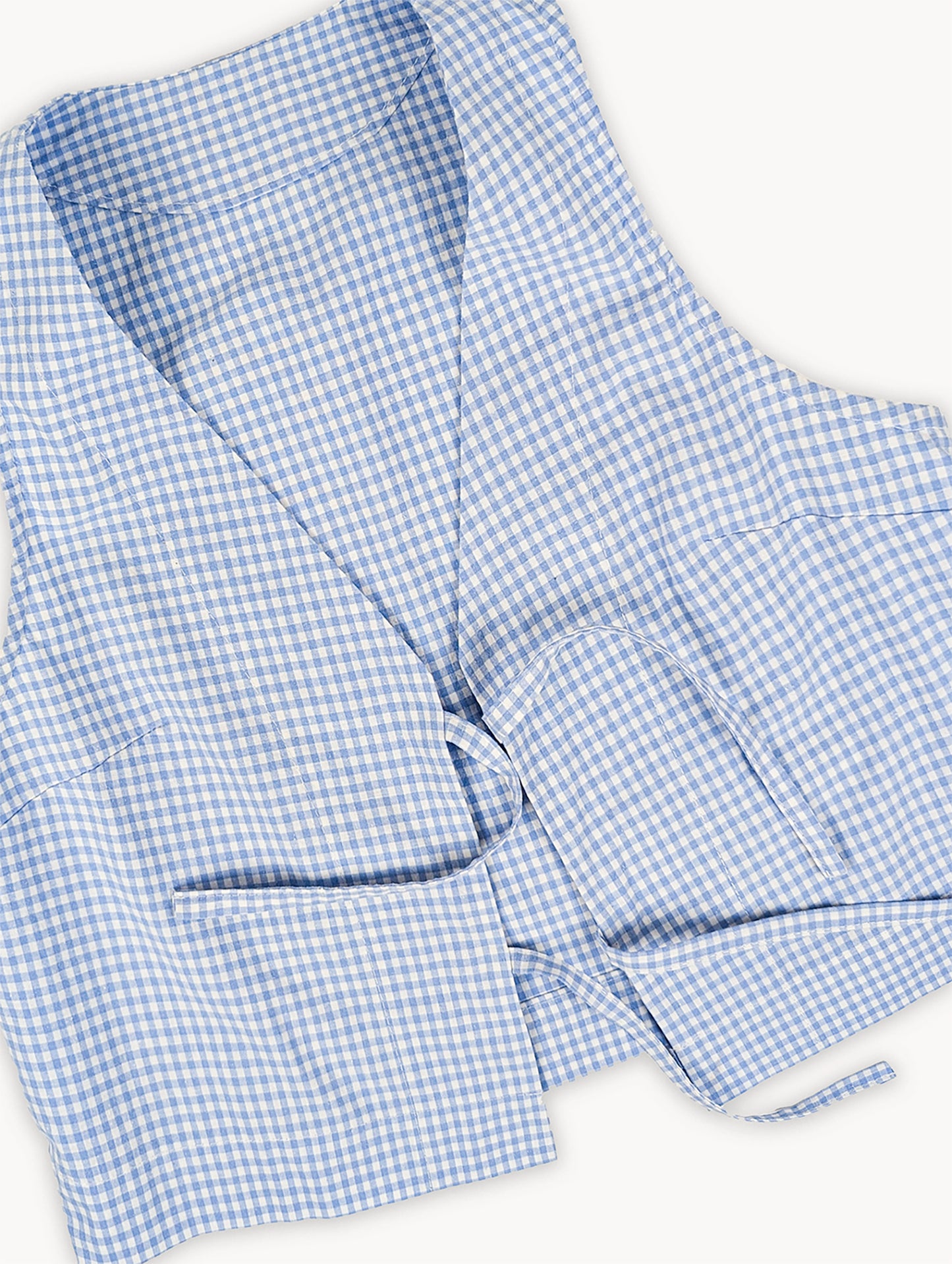 Ensemble vichy bleu fait main – Bob et gilet noué sur le devant | Original pré-EyeLoveLu recyclé