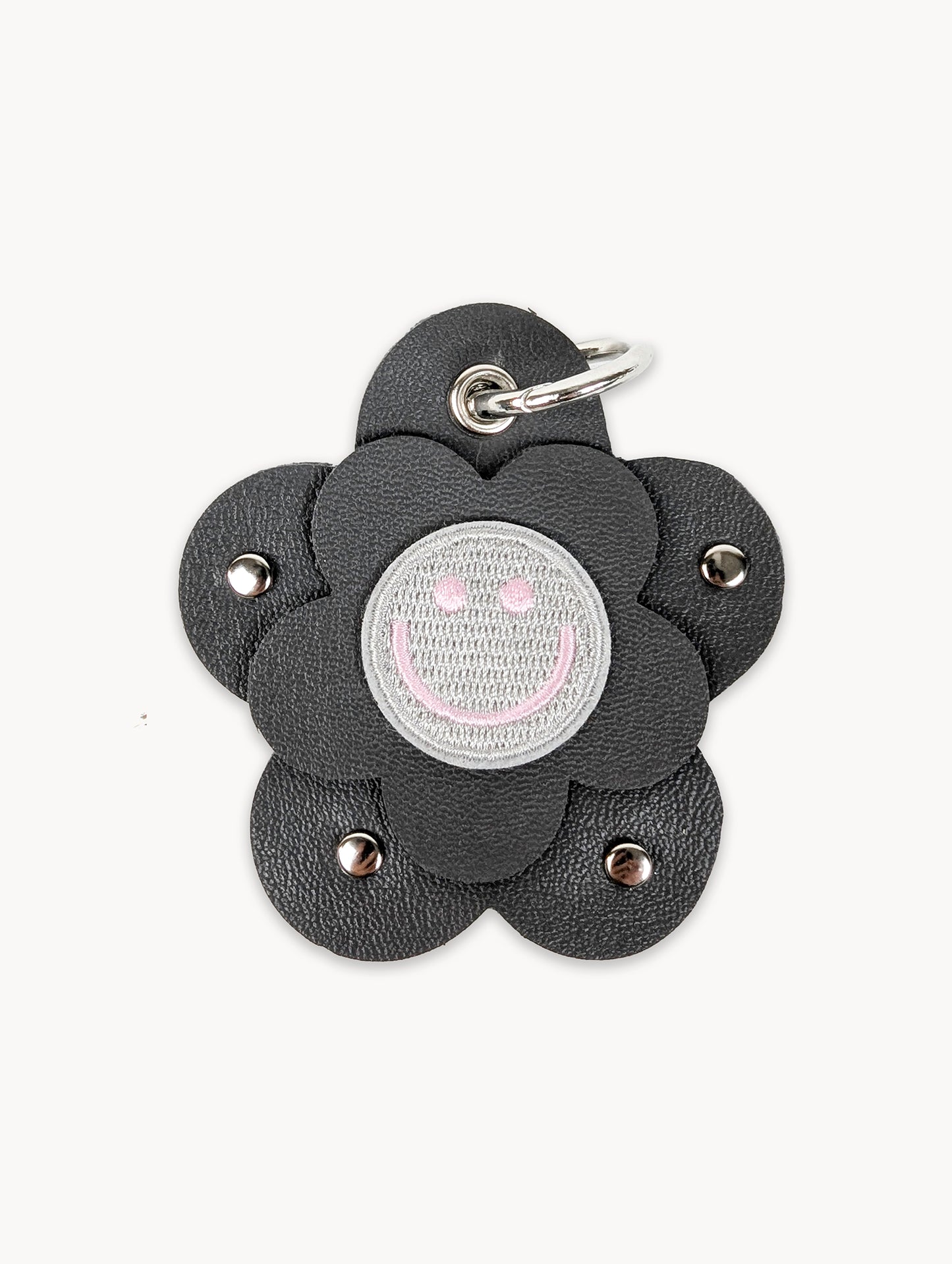 EyeLoveLu Handmade Smiley Flower Bag Charm / Key Ring - Upcycled Fabric