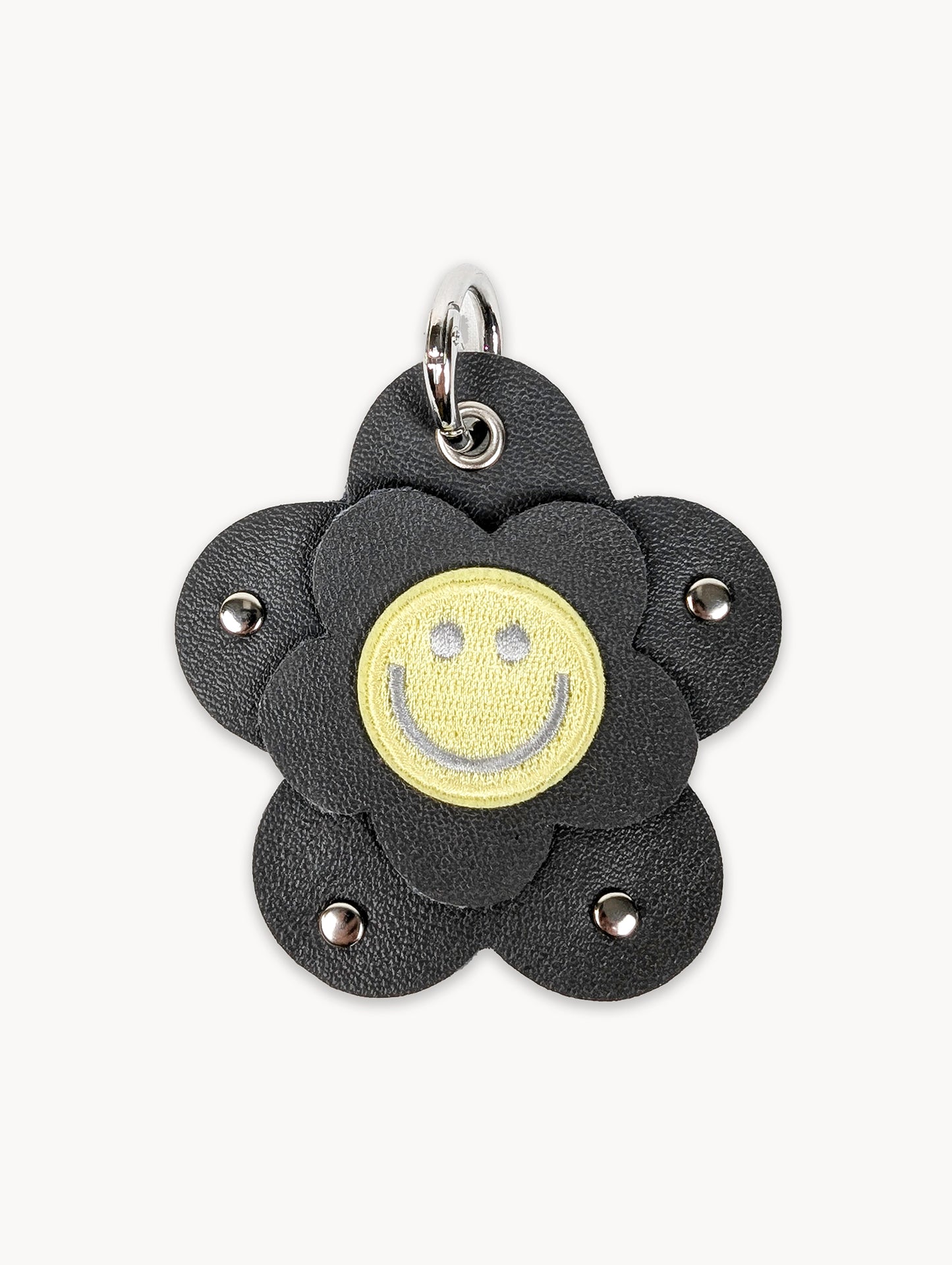 EyeLoveLu Handmade Smiley Flower Bag Charm / Key Ring - Upcycled Fabric