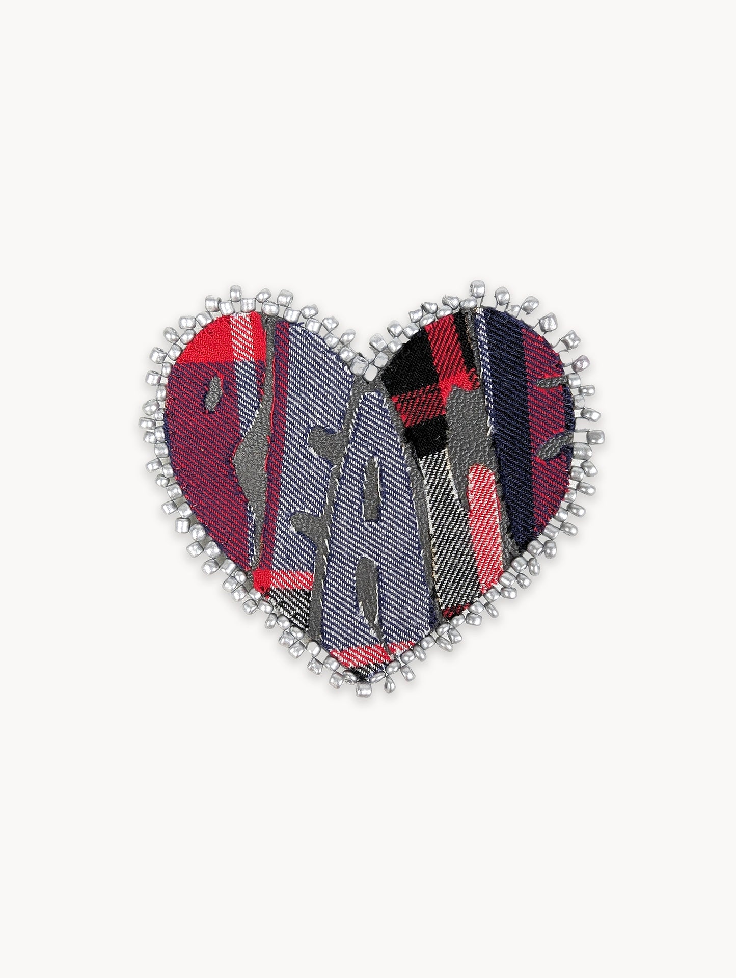 EyeLoveLu Hand-Beaded "PEACE" Pin - Upcycled Fabric