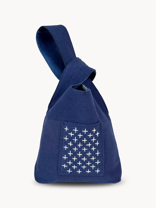 EyeLoveLu Reversible Hand Bag -  Handmade From Upcycled Dress & Denim Scraps