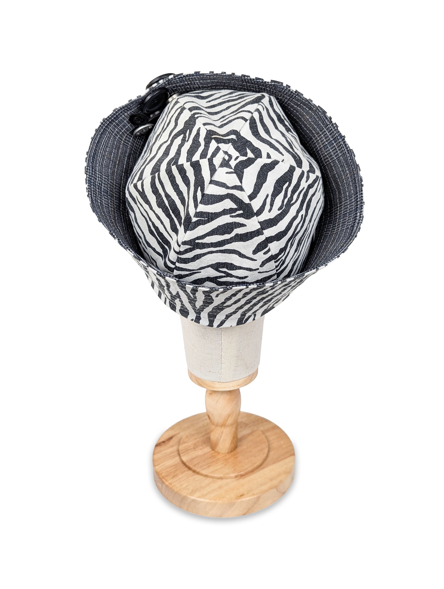 Reversible Sailor Hat - Upcycled Zebra Trousers & Checked Trousers | EyeLoveLu