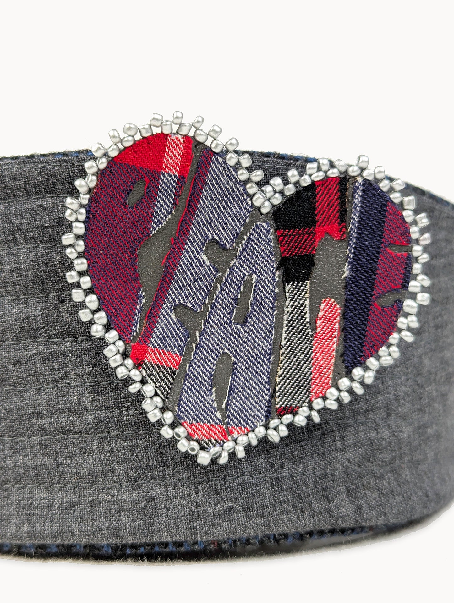 EyeLoveLu Hand-Beaded "PEACE" Pin - Upcycled Fabric