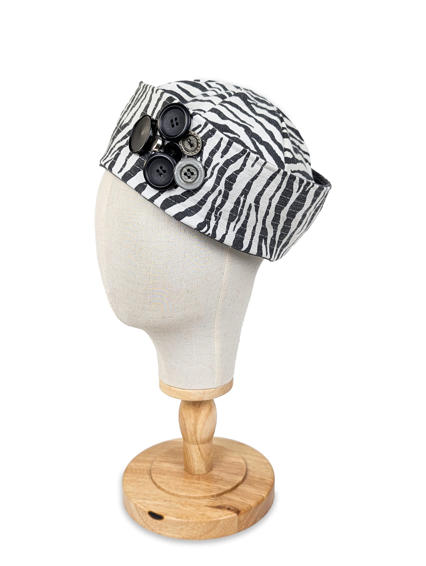 Reversible Sailor Hat - Upcycled Zebra Trousers & Checked Trousers | EyeLoveLu