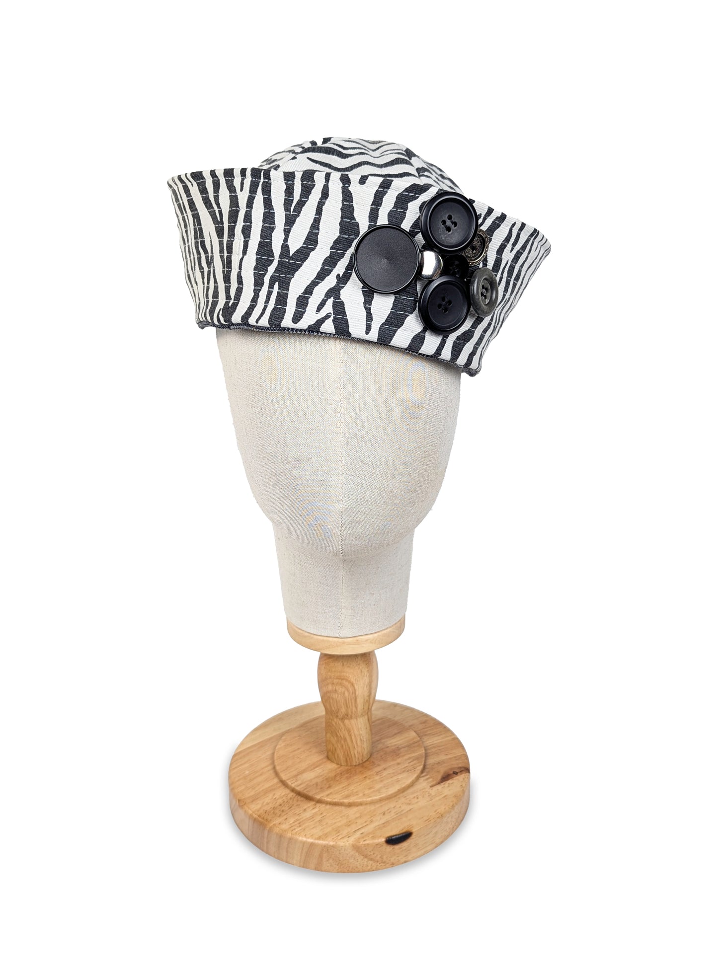 Reversible Sailor Hat - Upcycled Zebra Trousers & Checked Trousers | EyeLoveLu
