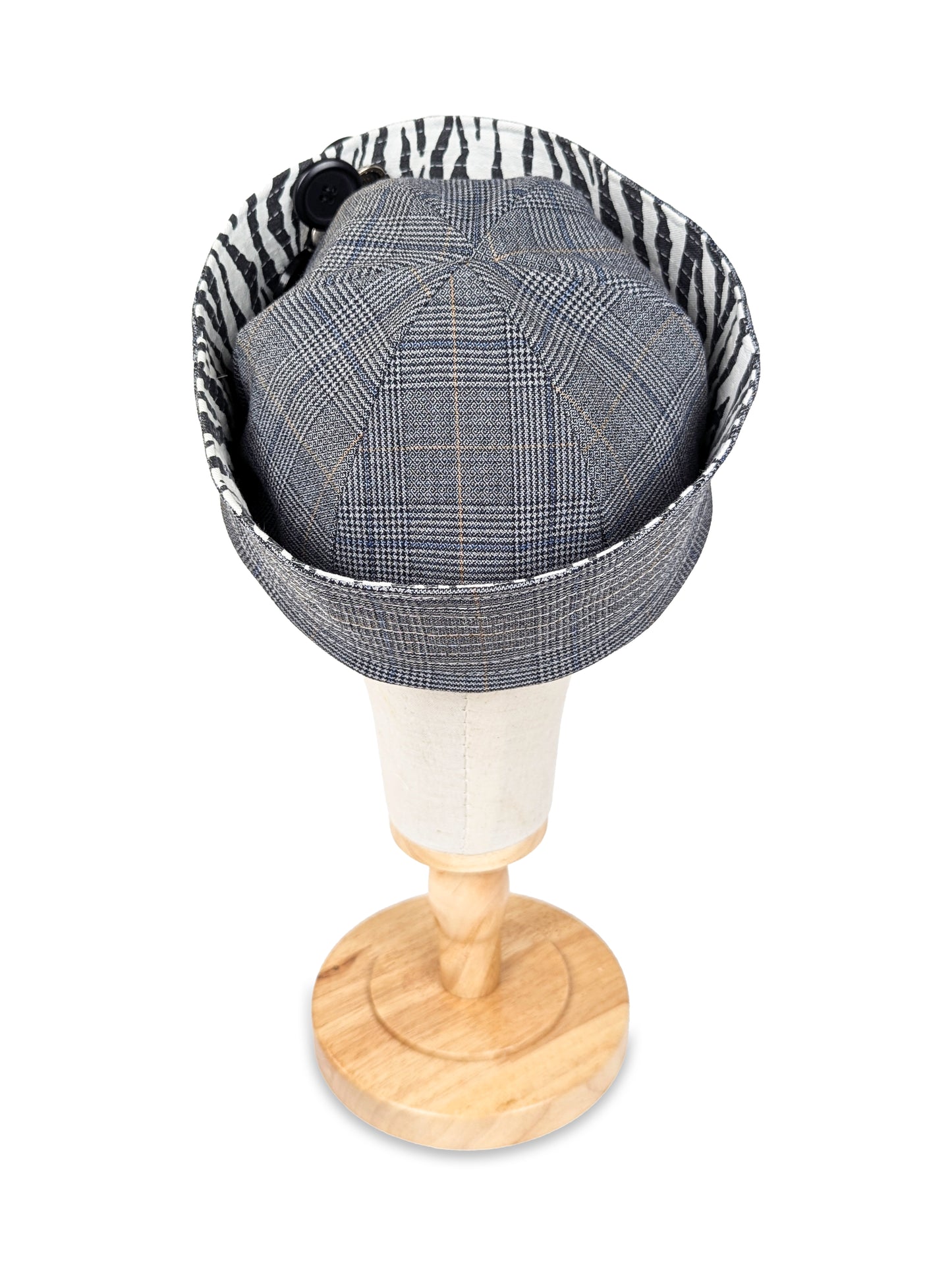 Reversible Sailor Hat - Upcycled Zebra Trousers & Checked Trousers | EyeLoveLu