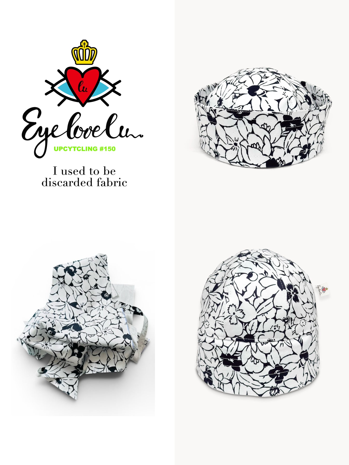 EyeLoveLu Floral Sailor Hat - Handmade From Rescued Textiles